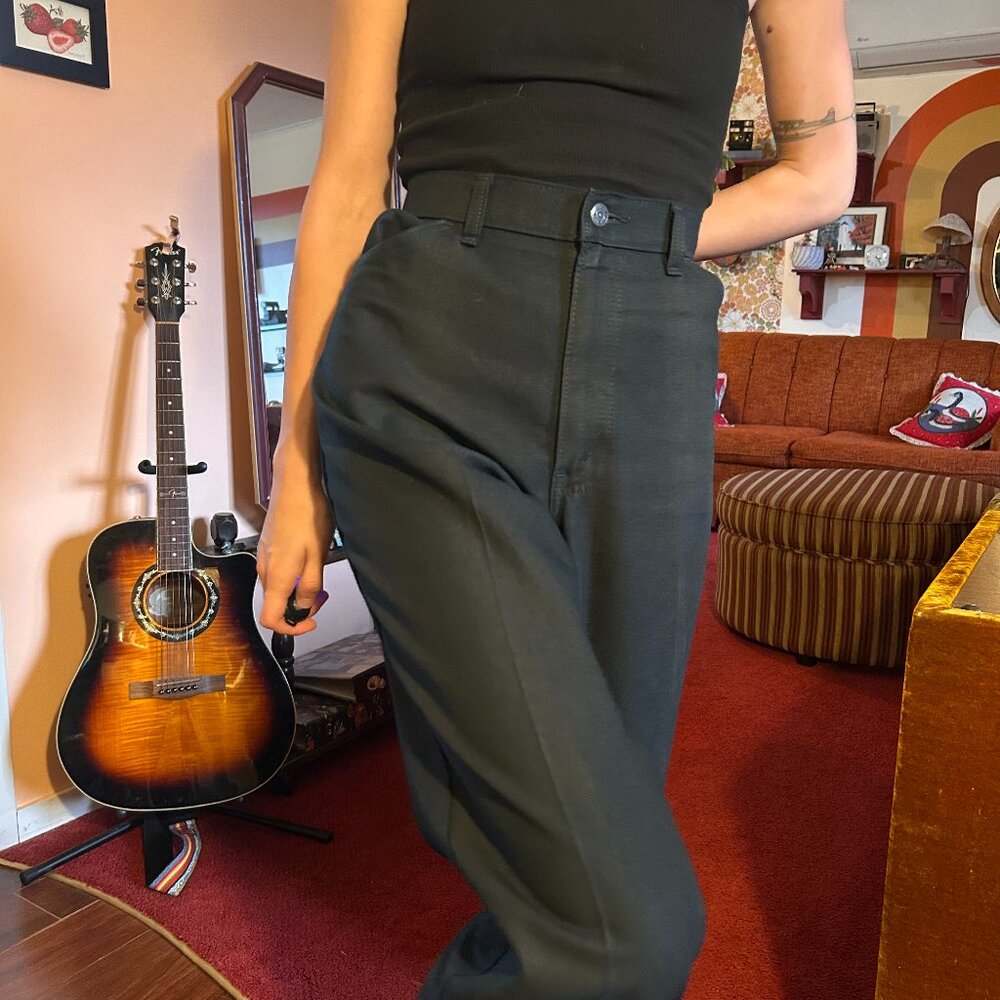 1980s GWG polycotton Black pleated tapered trousers - made in Canada!